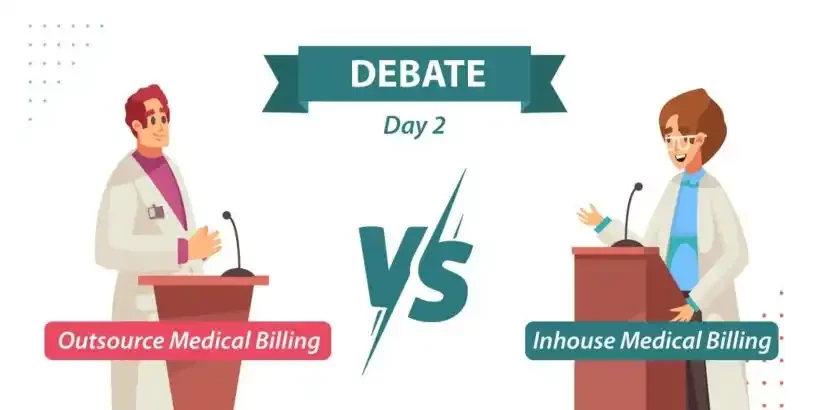 Two contestants having a debate on Which Medical Billing approach is better, Inhouse Medical Billing or Outsourced Medical Billing? Part 2