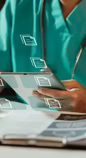 Healthcare professional checking out their Medical Billing performance on tablet